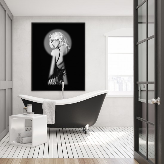 Silenzio, gepersonaliseerd (stockfoto Sleutelgat) akoestisch paneel met hoge absorptiewaarde in een badkamer