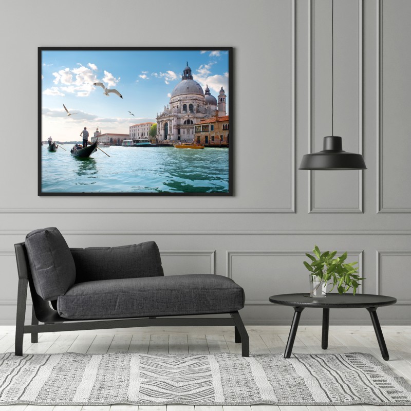 Silenzio, gepersonaliseerd (stockfoto Venetië) akoestisch paneel met hoge absorptiewaarde in een zitruimte