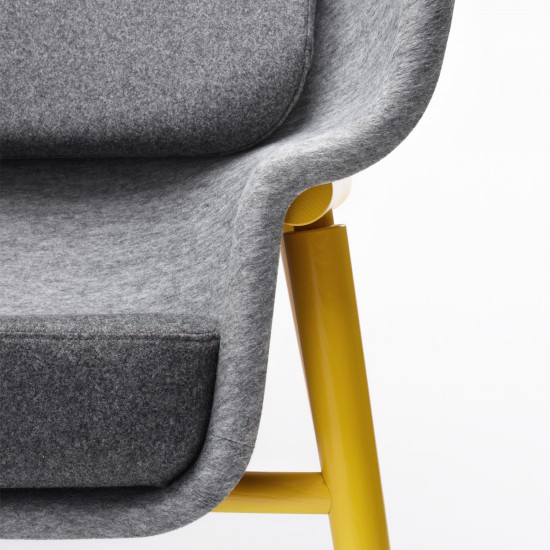 POD Privacy Chair, close-up van het vooraanzicht van de akoestische stoel