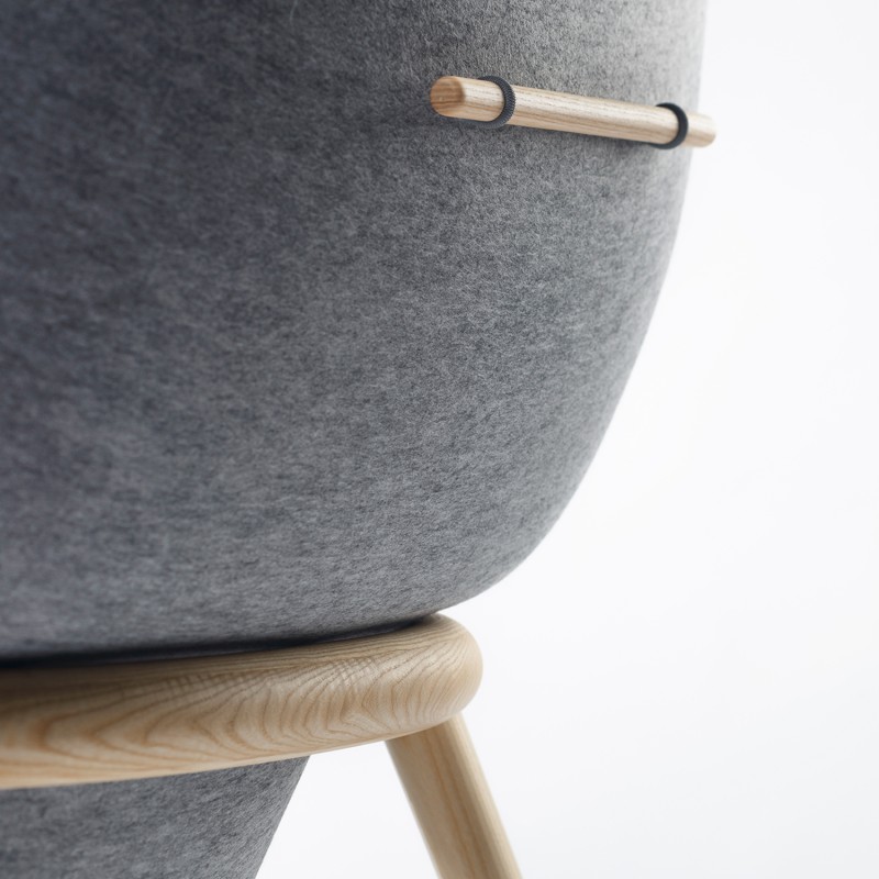 POD Privacy Chair, close-up van de achterkant van de akoestische stoel