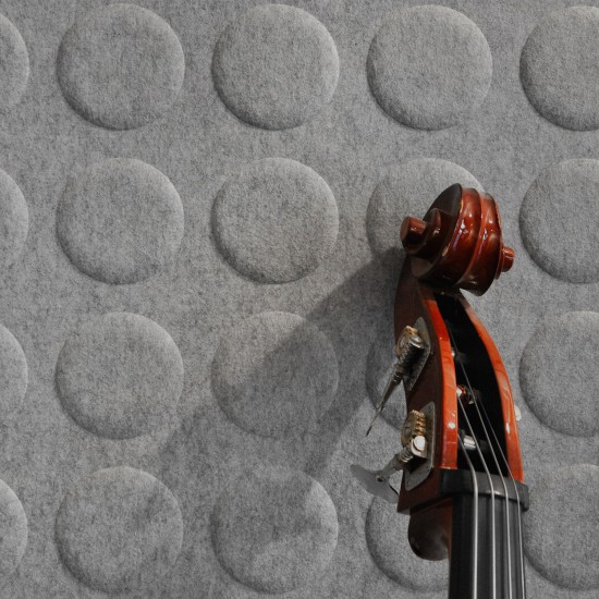 Whisperwool Wall Panel, vierkant akoestisch wandpaneel kleur Zilvergrijs uitvoering Oblong Polka